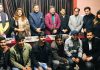 Former Minister, Sham Lal Sharma and others during a function to release a Dogri Song at Jammu on Monday.