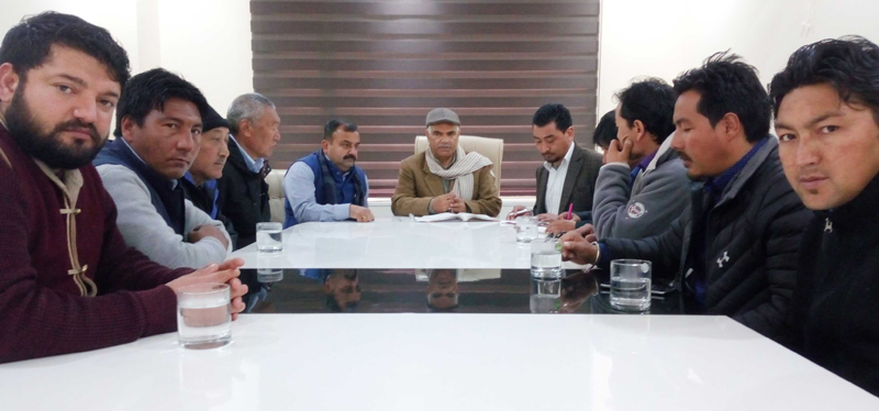 BJP leaders from Ladakh during a meeting with State leadership at Jammu on Friday. BJP leaders from Ladakh during a meeting with State leadership at Jammu on Friday.