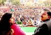 NPP chairman, Harsh Dev Singh at party convention in Ramnagar on Sunday.