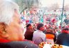Former Minister Ajay Sadhotra addressing public meeting at Kalase Chak in Marh block of Jammu.
