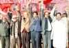 Senior Congress leaders during a party convention at Sangrampur in Marh constituency of Jammu.