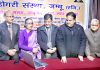 President and Secy General of Press Club Jammu launching official website of Dogri Sanstha Jammu on Wednesday.