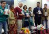 Deputy CM, Delhi, Manish Sisodia, along with other guests launching a book of Jammu's author Payal Jain at World Book Fair, New Delhi.