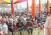 Senior Cong leader Raman Bhalla addressing public meeting in Gandhi Nagar on Friday.