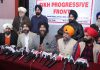 Sikh Progressive Front president, Balvinder Singh addressing press conference in Jammu on Monday.
