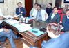 Chief Electoral Officer Shailendra Kumar chairing a meeting on Monday.