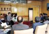 Advisor K Vijay Kumar chairing a meeting at Jammu on Wednesday.
