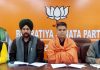 BJP leaders during a meeting at Jammu on Wednesday.