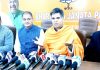 BJP leaders at a press conference at Jammu on Monday.