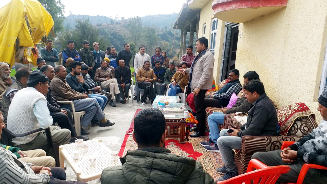 MLC Vibodh Gupta addressing a public meeting in a border village of Rajouri. MLC Vibodh Gupta addressing a public meeting in a border village of Rajouri.