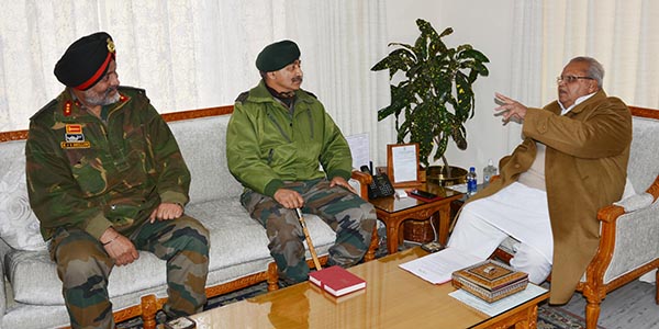 GOVERNOR MEETING Lt.Gen. A.K. BHATT AND Lt.Gen KJS DHILLON
