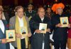 Governor, Satya Pal Malik and Union Ministers, Ch. Virender Singh & Dr Jitendra Singh releasing a magazine at Katra on Sunday.