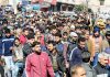 Stranded passengers staging protest at Jammu on Sunday. — Excelsior/Rakesh