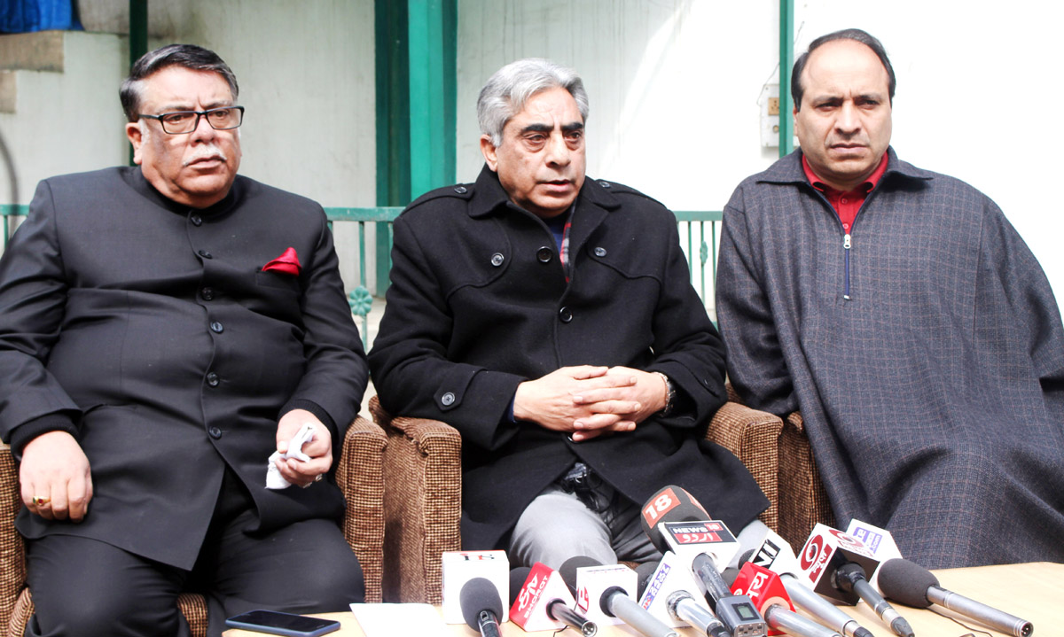 PDP general secretary, Ghulam Nabi Lone Hanjura addressing a press conference at Srinagar. -Excelsior/Shakeel PDP general secretary, Ghulam Nabi Lone Hanjura addressing a press conference at Srinagar. -Excelsior/Shakeel