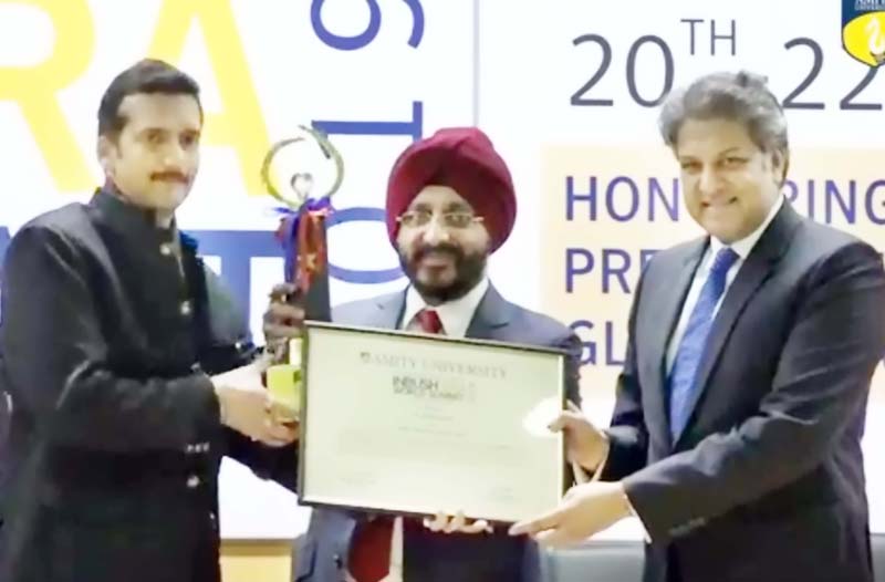 Mahital Jamwal receiving AAE Award during INBUSH-ERA 2019 at Amity University. Mahital Jamwal receiving AAE Award during INBUSH-ERA 2019 at Amity University.