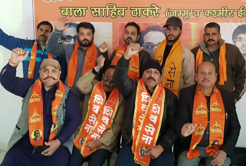 Shiv Sena leaders during a press conference at Jammu on Sunday. Shiv Sena leaders during a press conference at Jammu on Sunday.