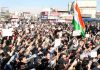 Massive rally being taken out by Kargil residents in Jammu on Monday. -Excelsior/Rakesh