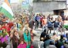 Protest demonstrations being held at Udhampur (L) & Reasi on Saturday.