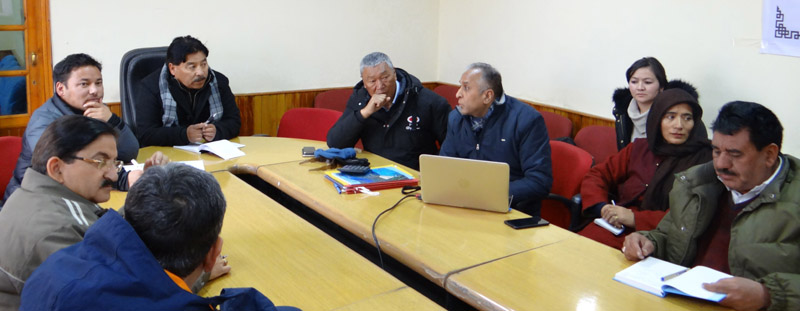 Deputy Chairman LAHDC Leh, Gyal P. Wangyal chairing a meeting at Leh on Saturday. Deputy Chairman LAHDC Leh, Gyal P. Wangyal chairing a meeting at Leh on Saturday.