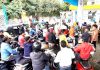 Heavy rush at a petrol pump in Jammu during curfew relaxation period on Monday. -Excelsior/Rakesh