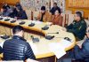 Divisional Commissioner Kashmir Baseer Ahmad Khan chairing a meeting on Saturday.