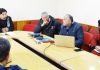 Deputy Chairman LAHDC Leh, Gyal P. Wangyal chairing a meeting at Leh on Saturday.