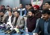 JCCI president, Rakesh Gupta addressing press conference in Jammu on Saturday. -Excelsior/Rakesh