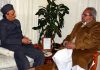 Governor Satya Pal Malik meeting Dr Karan Singh on Saturday.