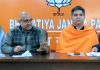 BJP National vice-president and J&K State Prabhari, Avinash Rai Khanna addressing former party MLAs and MLCs at party headquarter in Jammu.