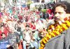 Senior Cong leader, Raman Bhalla addressing public meeting at Gangyal in Jammu on Sunday.