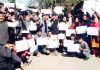 Panthers Party activists during a protest at Jammu on Sunday.