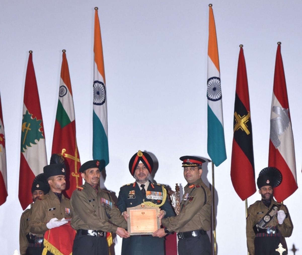GOC-in-C Northern Command Lt Gen Ranbir Singh presenting medal during the investiture ceremony in Udhampur on Thursday. GOC-in-C Northern Command Lt Gen Ranbir Singh presenting medal during the investiture ceremony in Udhampur on Thursday.