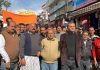 BJP activists showing resentment against harassing of Jammu youth by police on Wednesday.