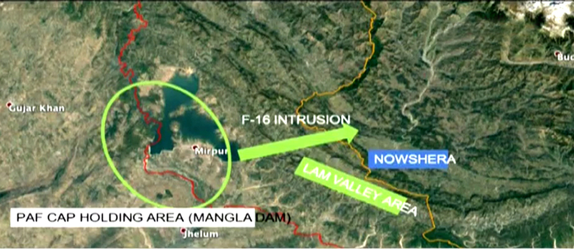 Area where PAF F-16 fell after being hit by the Indian fighter jets on Wednesday.