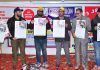 Dignitaries unveiling MVD Baramulla wall calendar. —Excelsior/Aabid Nabi