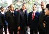 Justice Rajesh Bindal interacting with Bar members after inaugurating DLSA front office at Udhampur Court Complex on Saturday.