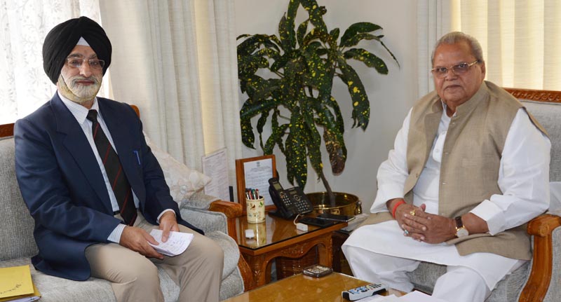 Governor S P Malik meeting Brig (Retd) Harcharan Singh on Tuesday. Governor S P Malik meeting Brig (Retd) Harcharan Singh on Tuesday.
