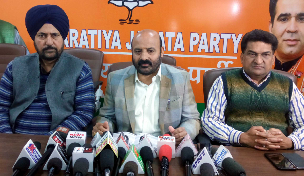 BJP leaders at a press conference at Jammu on Friday. BJP leaders at a press conference at Jammu on Friday.