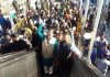 Member Parliament, Jugal Kishore Sharma dedicating escalators to public at Jammu Railway Station.