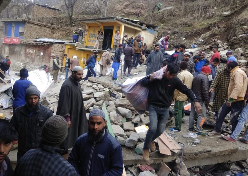 Landslide hit Bathri market near Kahara in Doda. —Excelsior/Rafi Choudhary Landslide hit Bathri market near Kahara in Doda. —Excelsior/Rafi Choudhary