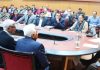 Advisors K K Sharma & K Skandan interacting with deputations in Jammu on Friday.