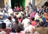 Ex-MP Lal Singh interacting with border people of Hiranagar on Friday.