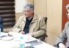 Principal Secretary Health Atal Duloo chairing a meeting on Friday.