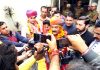 Vikramaditya Singh talking to media persons after filing his nomination on Monday.
