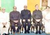 Newly appointed members of Lokpal, Dinesh Kumar Jain, Archana Ramasundaram, Mahender Singh, Indrajeet Prasad Gautam and Justices Ajay Kumar Tripathi, Abhilasha Kumari, Pradeep Kumar Mohanty, Dilip Babasaheb Bhosale in a group photograph with Lokpal Chairperson Justice P.C. Ghose, after the swearing-in ceremony, in New Delhi, on Wednesday.