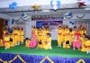 Students in colourful attires presenting cultural item while celebrating Annual Day organised by Sai Shyam Educational Society in Jammu.