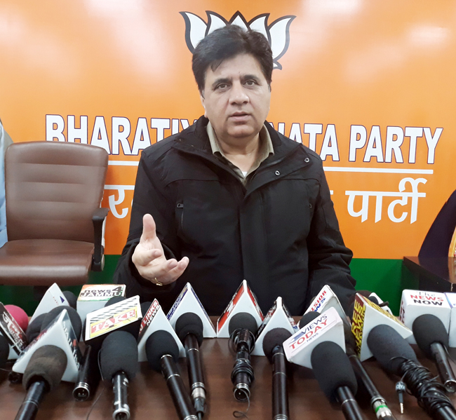 BJP chief spokesperson, Sunil Sethi talking to reporters at Jammu on Saturday. BJP chief spokesperson, Sunil Sethi talking to reporters at Jammu on Saturday.