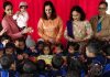 Children enjoying fun along with school management while celebrating 2nd Foundation Day at MMI Preschool in Jammu.