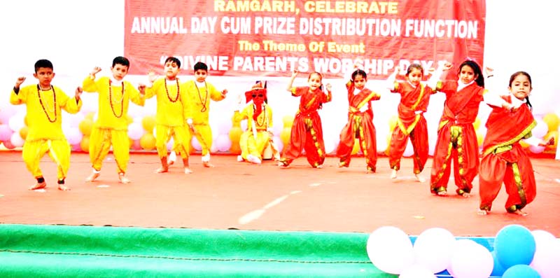 Students in colourful attires presenting a dance item during Annual Day Function at Kidzee Pre-School, Ramgarh in Samba. Students in colourful attires presenting a dance item during Annual Day Function at Kidzee Pre-School, Ramgarh in Samba.