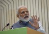 Prime Minister Narendra Modi addressing the Construction Technology India-2019 conference, in New Delhi on Saturday. (UNI)